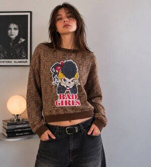 Hysteric Glamour Bad Girls Brown Cotton Knit Sweater